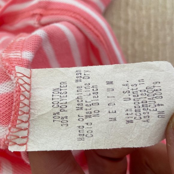 Drapers and Damons Women 3/4 Sleeve Top Stripe Pink and White Size Medium - Picture 8 of 8